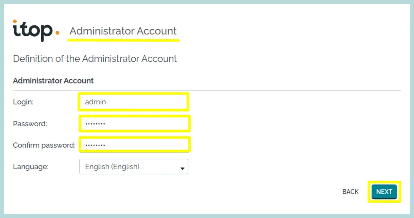 iTop Admin Account Setup