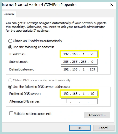 DNS Configuration PC1