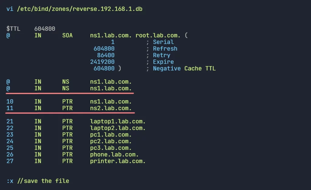 ptr records for secondary dns on the master dns server